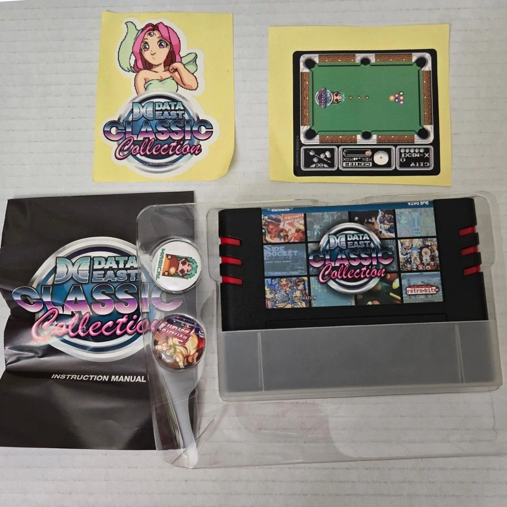 Retro Bit Data East Classic Collection SNES Cartridge CIB Pins Stickers Manual
